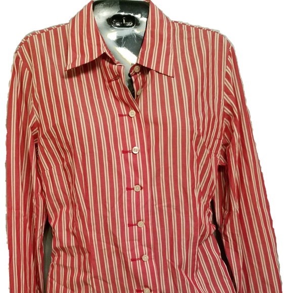 Tommy Hilfiger Sz 14 Button Up Red stripped Shirt - Picture 2 of 7